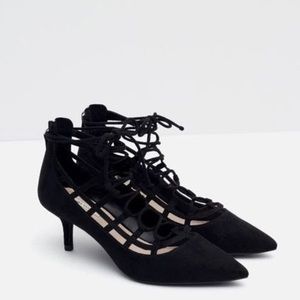 ZARA Lace Up Kitten Heels